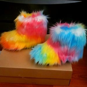 Brand new  Furry colorful  kids boots / slippers